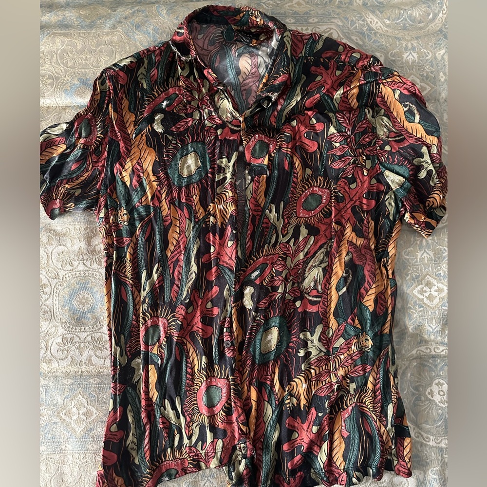 Zara Multicolor Abstract Short Sleeve Shirt
